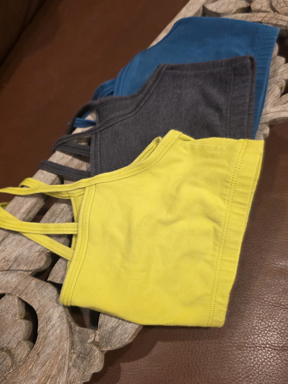 3-Pack Strappy Crop Tops - Yellow, Charcoal, Teal